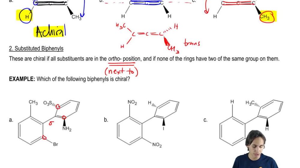 Determining if substituted biphenyls are chiral or not.