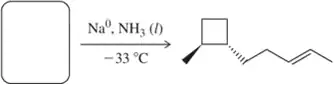 Reaction scheme showing sodium in liquid ammonia converting a square structure to a trans-alkene at -33 °C.