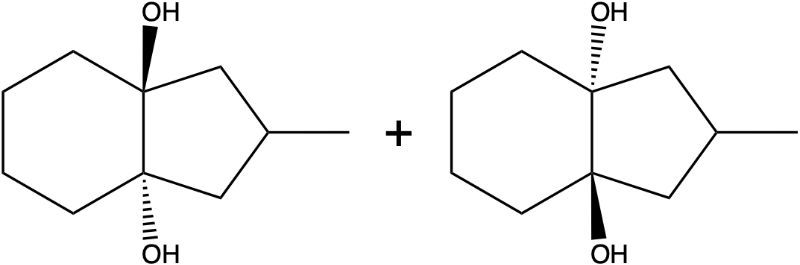 Two diol products from dihydroxylation, showing different stereochemistry.