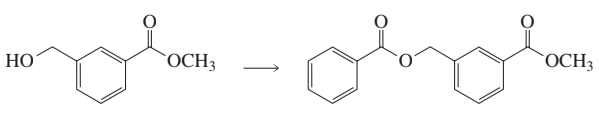 Chemical reaction diagram showing the conversion of a carboxylic acid derivative to another compound with arrows indicating the process.