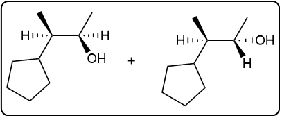 Two enantiomers of a diol product with hydroxyl groups in different positions.