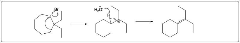 E1 reaction mechanism with water attacking and forming the final product.