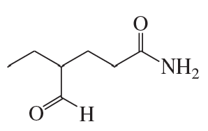 Chemical structure of an amide featuring a carbon chain, carboxylic acid group, and an amine group.