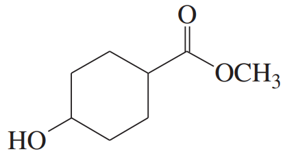 Chemical structure of a cyclic compound with hydroxyl (OH) and methoxy (OCH3) groups attached to a carbonyl group.