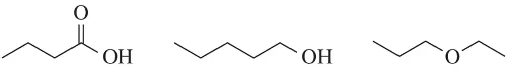 Three molecular structures are shown, each with varying functional groups, for boiling point comparison.
