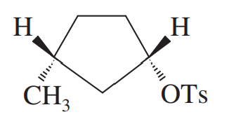 Chemical structure of a cyclic compound with hydroxyl and tosyl groups, illustrating a reducing agent process.