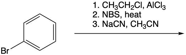 Multistep reaction diagram for EAS with reagents listed.