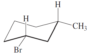 Structural diagram of a molecule showing cis and trans isomers with labeled hydrogen and bromine atoms.