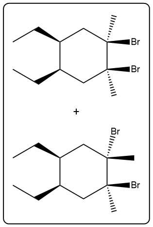 Diagram showing the products of a compound reacting with Br2 in organic chemistry.