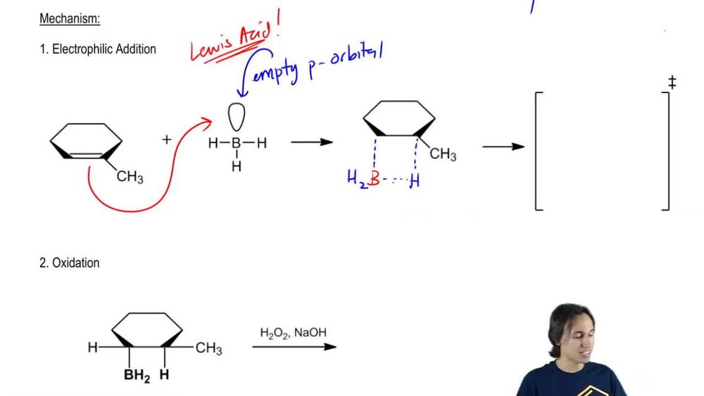 Acid-catalyzed hydroboration-oxidation mechanism