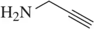 Chemical structure of propargylamine, showing an amine group (H2N) and a terminal alkyne group with a triple bond.