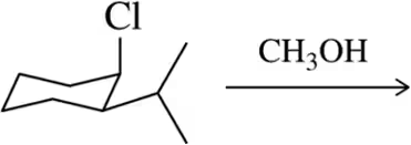 Chemical structure showing a chlorine atom attached to a carbon chain, with methanol indicated as a reactant.