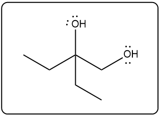 Base-catalyzed ring-opening product of 2,2-diethyloxirane with CH3O-/CH3OH.