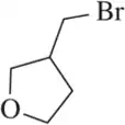 Chemical structure of a cyclic compound with a bromine atom and an oxygen atom, illustrating a radical reaction.
