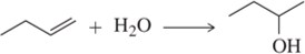 Chemical reaction: propene reacts with water to form isopropanol.
