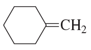Chemical structure of cyclohexene with a double bond and a CH2 group indicating an alkene for hydration reaction.