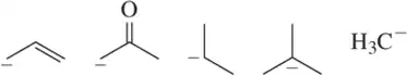 Structural representations of reactive intermediates for ranking carbocation stability and reactivity.
