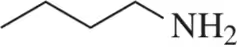 Chemical structure of butylamine, showing a four-carbon chain with an NH2 group attached to the end carbon.
