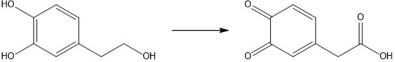 Chemical reaction showing side-chain oxidation of a phenolic compound to a ketone.
