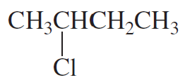 Structural formula of an alkyl halide with a chlorine atom attached to a carbon chain.
