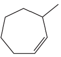 Chemical structure of a cyclic compound illustrating ozonolysis products and treatment with dimethyl sulfide.