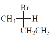Fischer projection of a chiral molecule showing bromine, hydrogen, and two carbon chains.