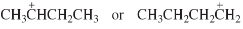 Comparison of two carbocation structures to determine which is more stable.