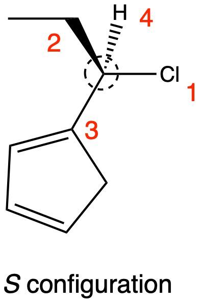 Chiral compound with numbered substituents indicating S configuration.