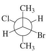 Structural formula of a chiral compound showing asymmetric centers with Cl, Br, CH3, and H groups.