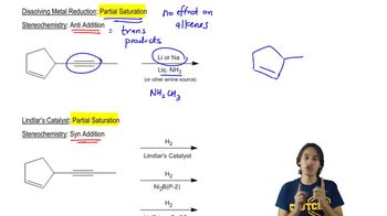Using Dissolving Metal Reduction or Lindlar’s Catalyst to turn alkynes to alkenes.
