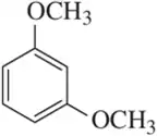 Chemical structure of a disubstituted cycloalkane with two methoxy groups (OCH3) attached to a benzene ring.