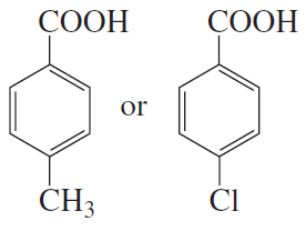 Chemical structures comparing two carboxylic acids: one with a methyl group and the other with a chlorine substituent.
