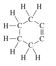 Chemical structure of benzyne, showing its unstable arrangement of carbon and hydrogen atoms.