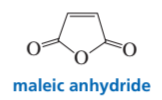 Chemical structure of maleic anhydride, labeled with its name below the diagram.