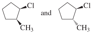 Two molecular structures are shown, labeled with Cl and CH3 groups, illustrating isomer relationships.