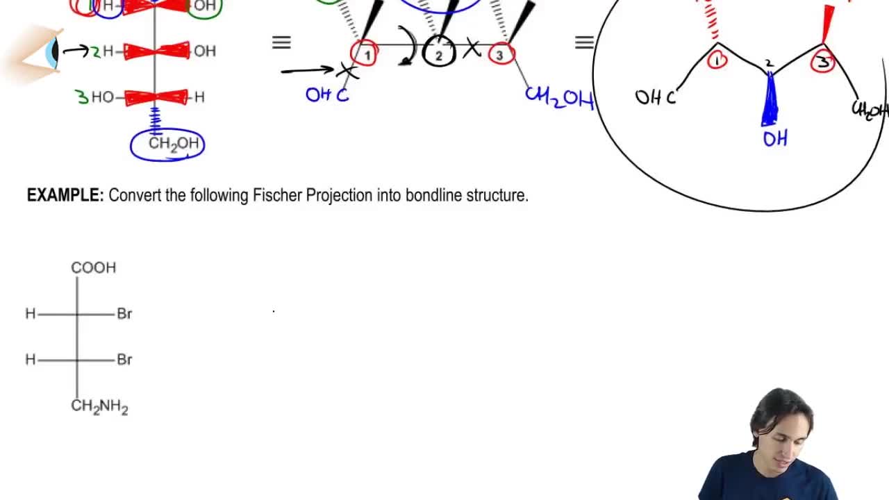 Convert the following Fischer projection into bondline structure.