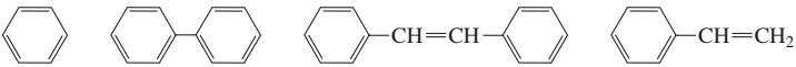 Chemical structures of conjugated compounds arranged for ranking by decreasing λmax.