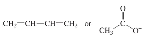 Chemical structures comparing delocalization energy: a linear alkene and a resonance-stabilized carboxylate ion.