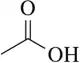 Chemical structure of acetic acid, showing a carbon atom bonded to a hydroxyl group and a carbonyl group.