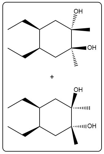 Final products of alkene reaction with mCPBA, showing two hydroxyl groups.