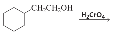 Chemical structure showing ethanol reacting with chromic acid, indicating an oxidation reaction.