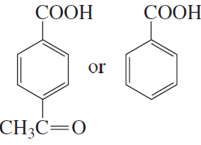 Chemical structures comparing two acids, one with a carboxylic acid and an acetyl group, the other with only a carboxylic acid.