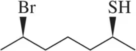 Molecular structure with a bromine (Br) and thiol (SH) group attached to a zigzag carbon chain.
