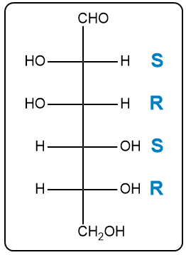 Fischer projection of D-Mannose with R and S configurations labeled differently.