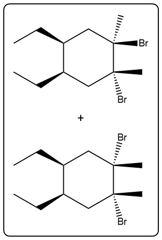 Visual representation of bromination reaction products in organic chemistry.