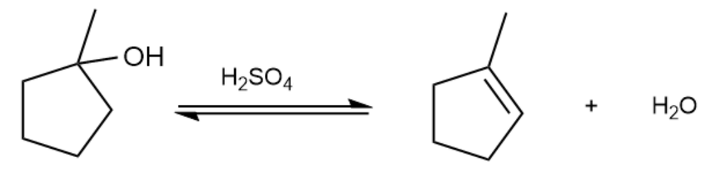 Image showing acid catalyzed dehydration of a tertiary alcohol.