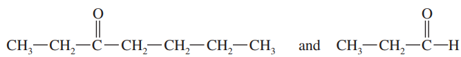 Structures of alkenes with carbonyl groups, showing ozonolysis products.
