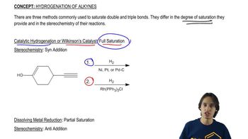 Using Catalytic hydrogenation or Wilkinson’s Catalyst to turn alkynes to alkanes.