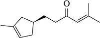 Chemical structure of a conjugated molecule, illustrating potential absorption in the visible spectrum.