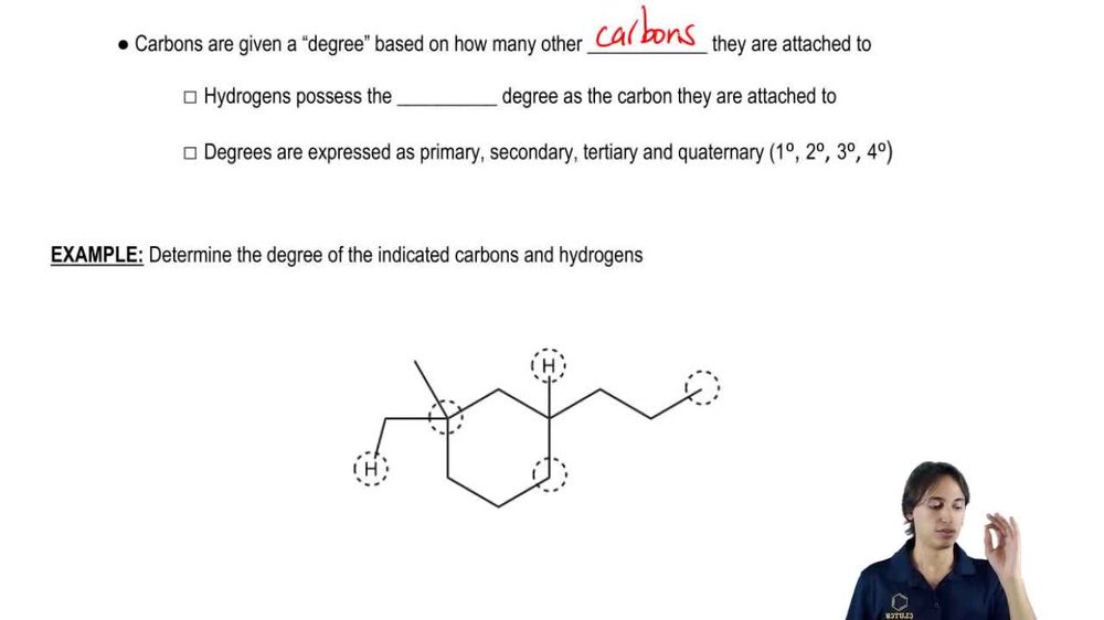 How to assign degrees to carbons and hydrogens.